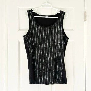 THREE DOTS top size XL black sequins sleeveless soft shirt tank